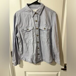 Blue and Brown Button Down Shirt with Long Sleeves